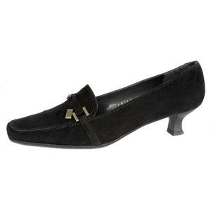 STUART WEITZMAN Black Suede Kitten Heel Loafers Size 7 1/2